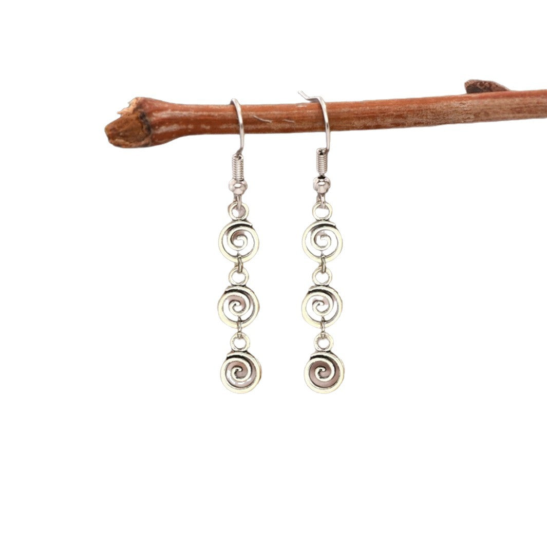 Wholesale Punk Cowboy Long Earrings Antique Silver Star Swirl Alloy Jewelry Fashion Accessory Party Wear Boutique