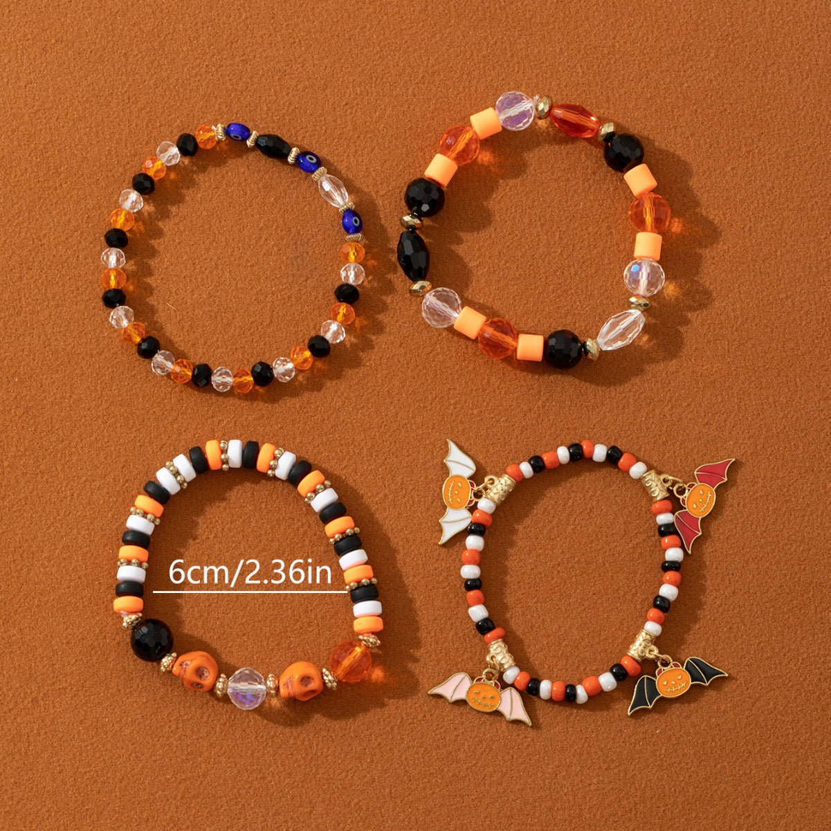 Wholesale Halloween Bat Spider Pumpkin Soft Clay Elastic String Bracelet ACC-BT-Xunru003