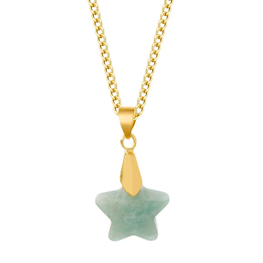 Wholesale Crystal Five Point Star Pendant Necklace Stainless Steel Women' s Jewelry Gift