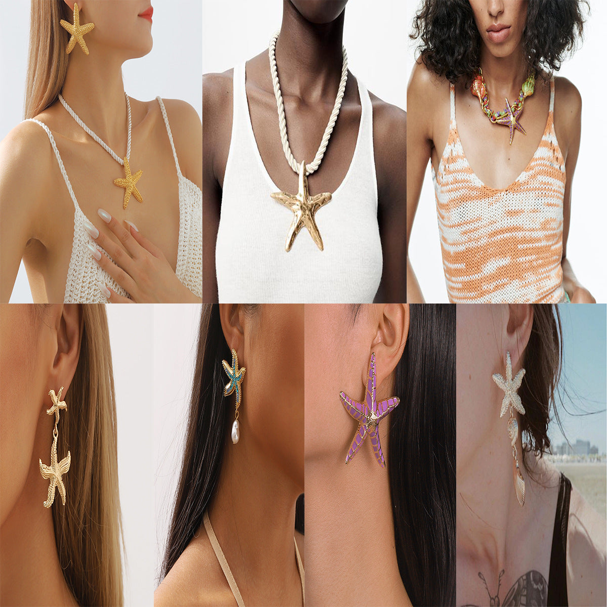 Wholesale Conch Sea Star Pendant Necklace Earrings  Jewelry