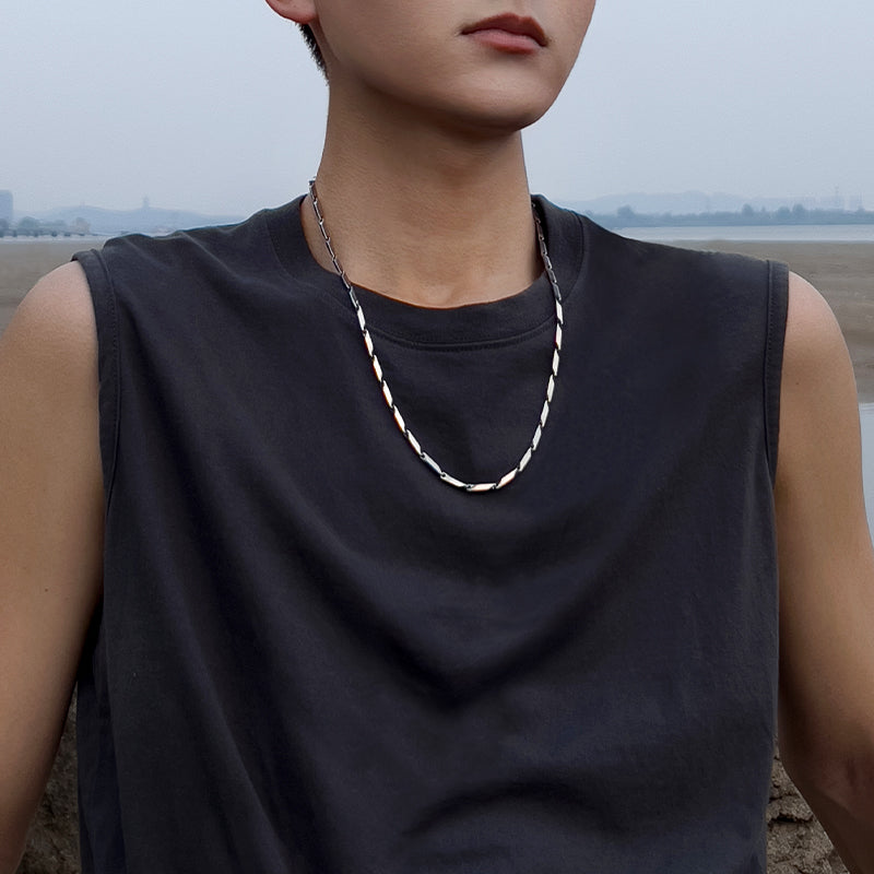 Wholesale Titanium Steel Prismatic Necklace Hip Hop Chain Geometric Pendant Jewelry Accessory For Men Women Casual Party