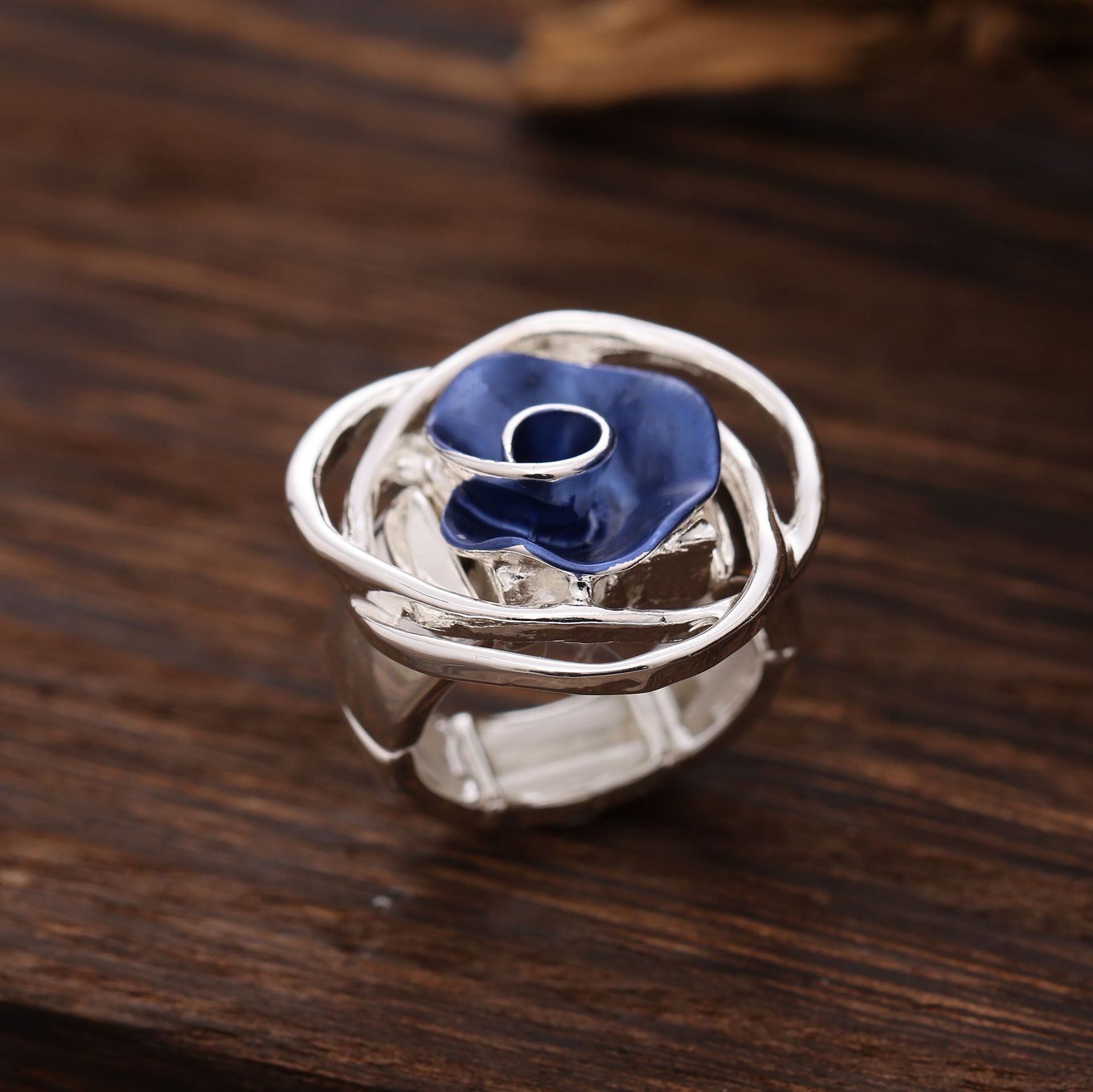 Wholesale Elastic Alloy Rose Flower Ring