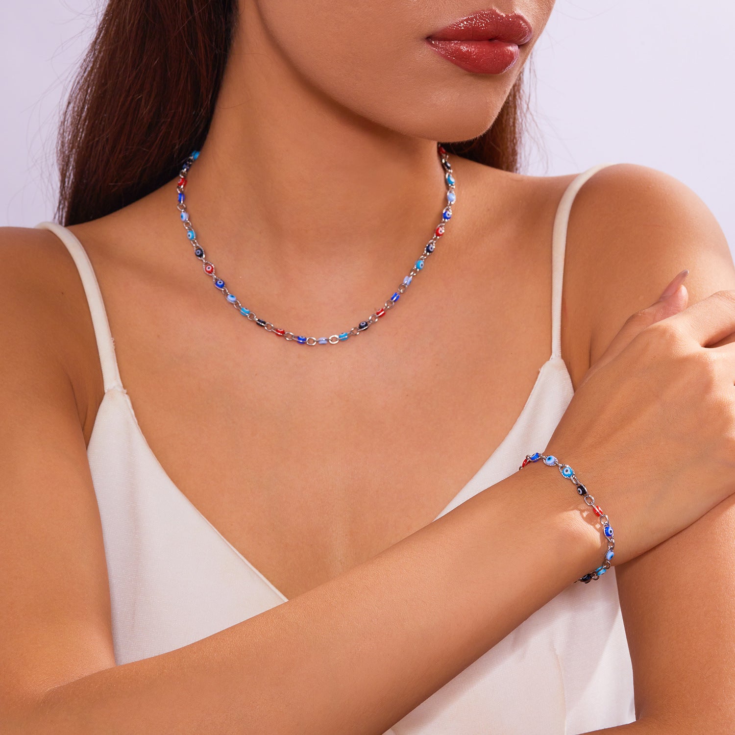 Wholesale  Stainless Steel Devil's Eye Fashion Bracelet Necklace