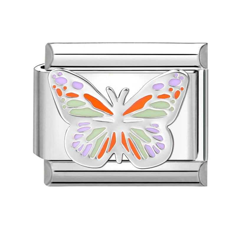 Wholesale 9mm Italian Charm Starter Bracelets DIY Butterfly Evil Eye Stainless Steel Composable Bracelet