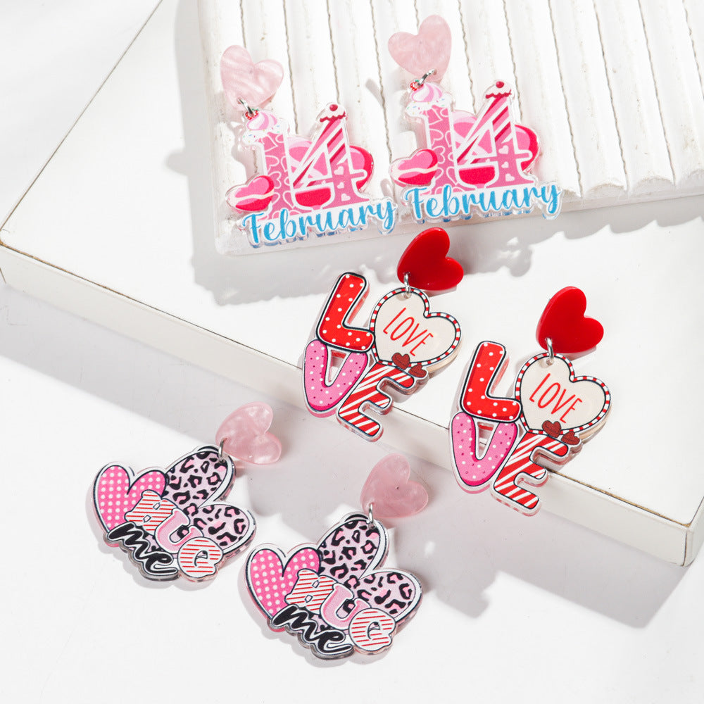 Wholesale Valentine's Day LOVE Letter Pink Love Acrylic Earrings