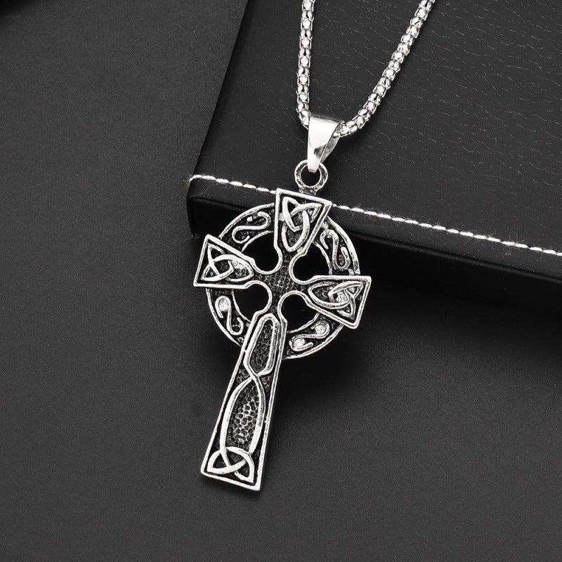 Wholesale Men S Viking Celtic Knot Cross Pendant Necklace Trendy Hip Hop Sweater Chain Jewelry Accessory