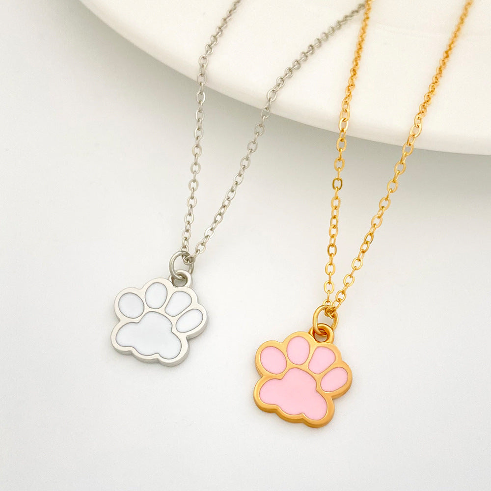 Wholesale Oil Drop Alloy Animal Footprint Cat Paw Necklaces Choker Necklaces ACC-NE-MY015