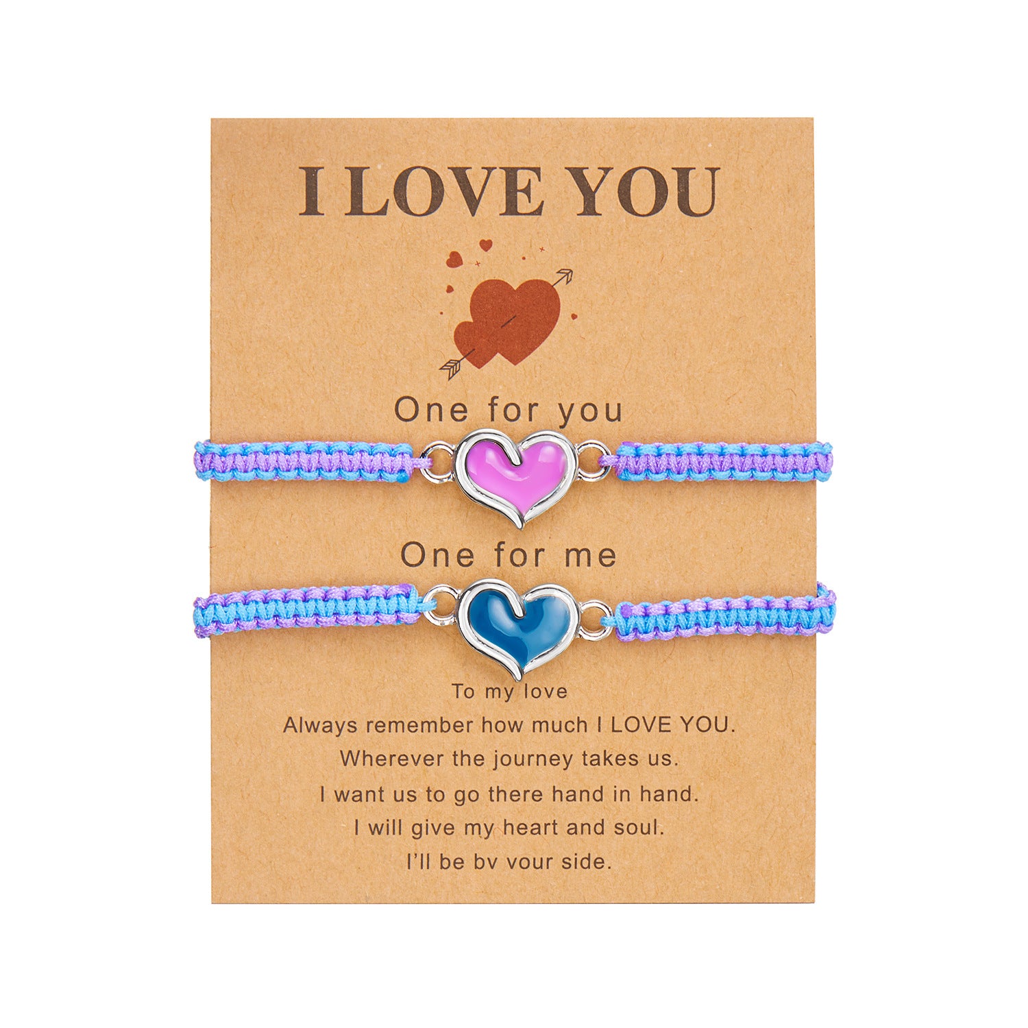 Wholesale  Dropping Oil Luminous Love Heart-shaped Woven Valentine's Day Bracelet