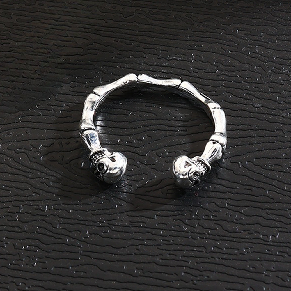 Wholesale Antique Silver Alloy Open Cuff Bracelet Retro Punk Skull Design  Jewelry Accessory for Women