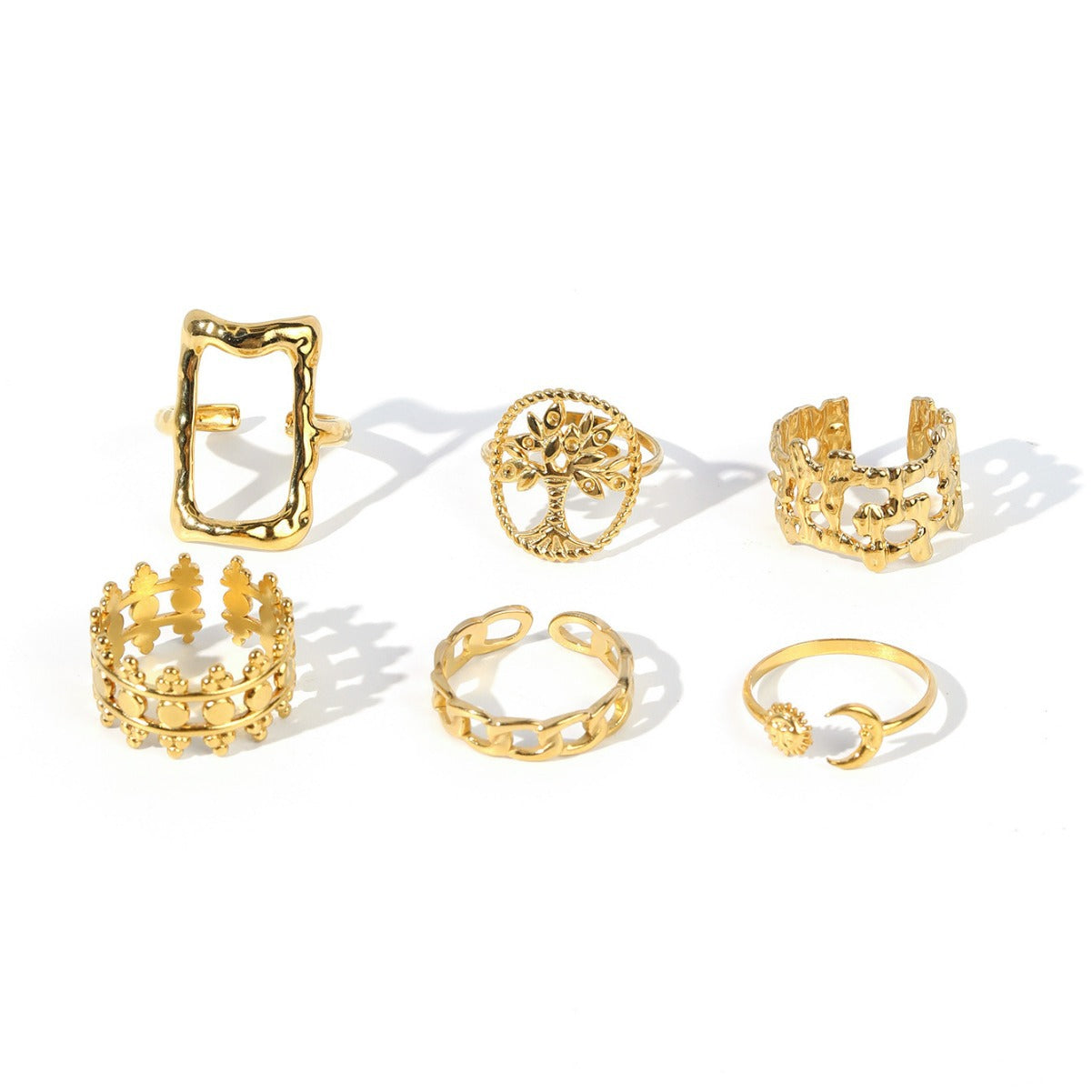 Wholesale Vintage Stainless Steel Ring 18k Gold Plated Tree of Life Rings ACC-RS-MuC017