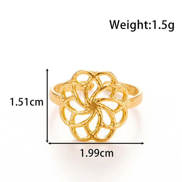 Wholesale Titanium steel stainless steel geometric flowers  opening adjustable ring