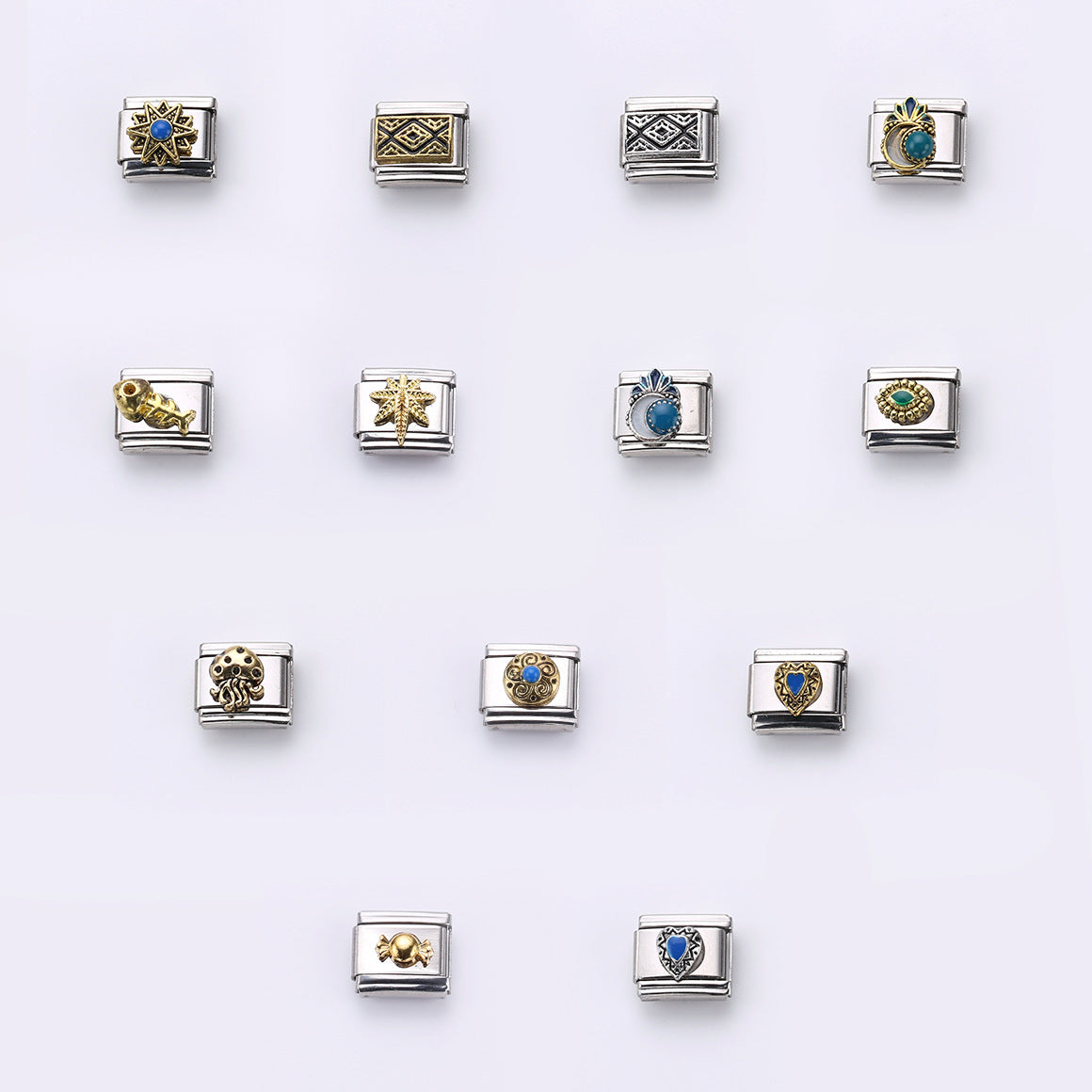 Wholesale 10pcs Italian Charm Bracelet 9mm DIY Splicing Retro Style Stainless Steel Composable Bracelet