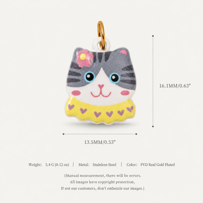 Wholesale Cute Cat Pendant Stainless Steel 18K Gold Plated DIY Jewelry Making Fashion Accessory Boutique Resale