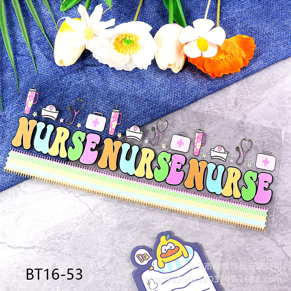 Wholesale Cartoon pencil medical UV transfer stickers crystal stickers tear film leave word crystal stickers 16oz glass stickers