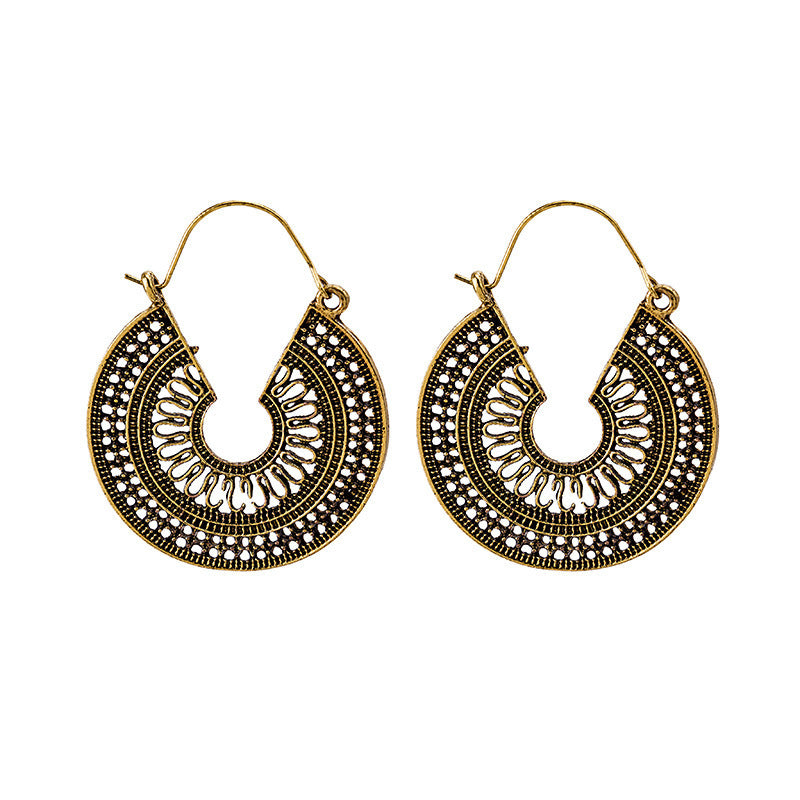 Wholesale Bohemian Owl Dream Catcher Feather Tassel Earrings Turquoise Geometric Carved Fashion Accessory Gift