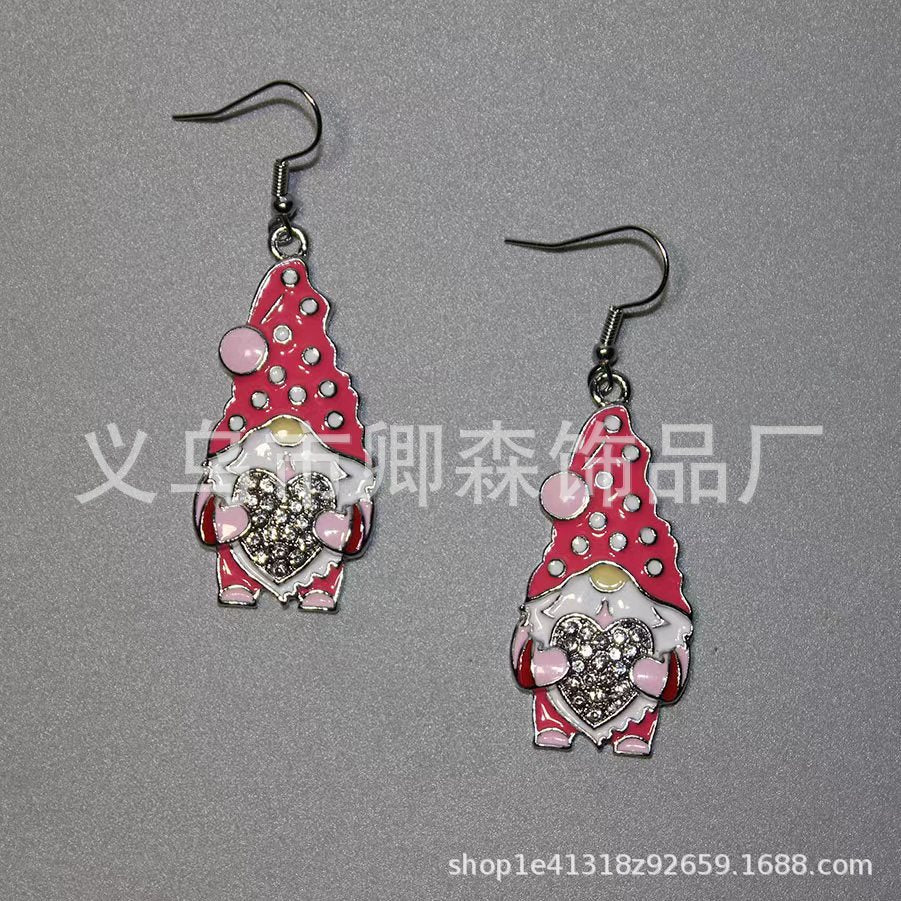 Wholesale red rose design pendant earrings
