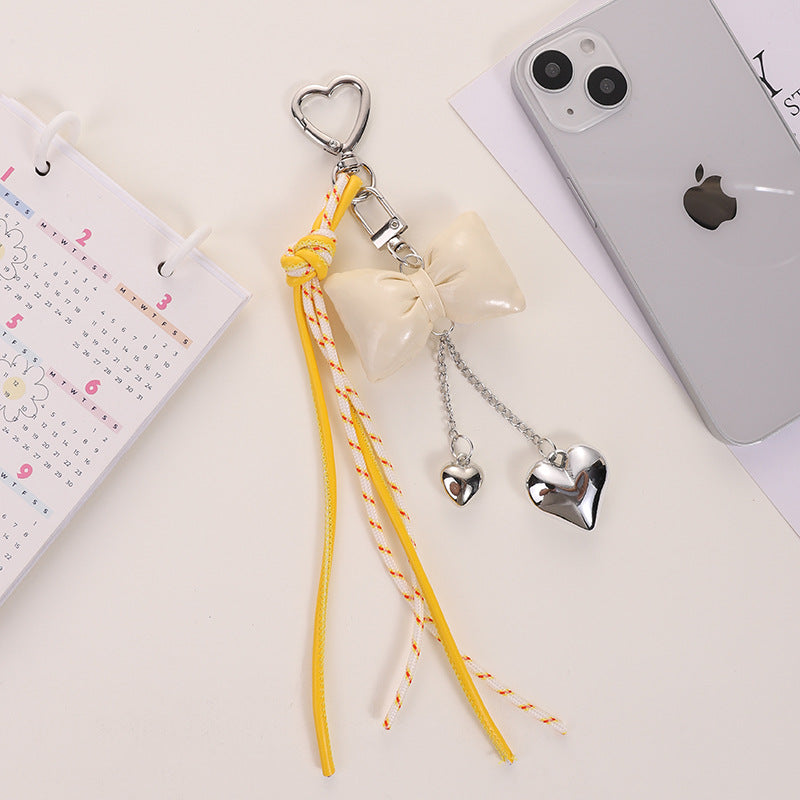 Wholesale Leather cord bow tassel keychain