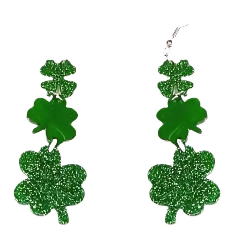 Wholesale 10pcs St. Patrick's Day Shamrock Acrylic Hat Earrings