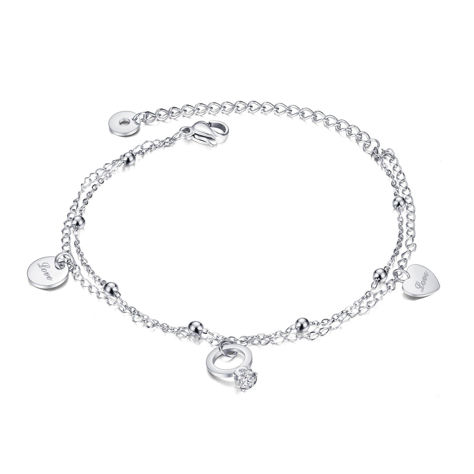 Wholesale All-match  Personalized Niche High-end Style Diamond-encrusted Titanium Steel Anklet