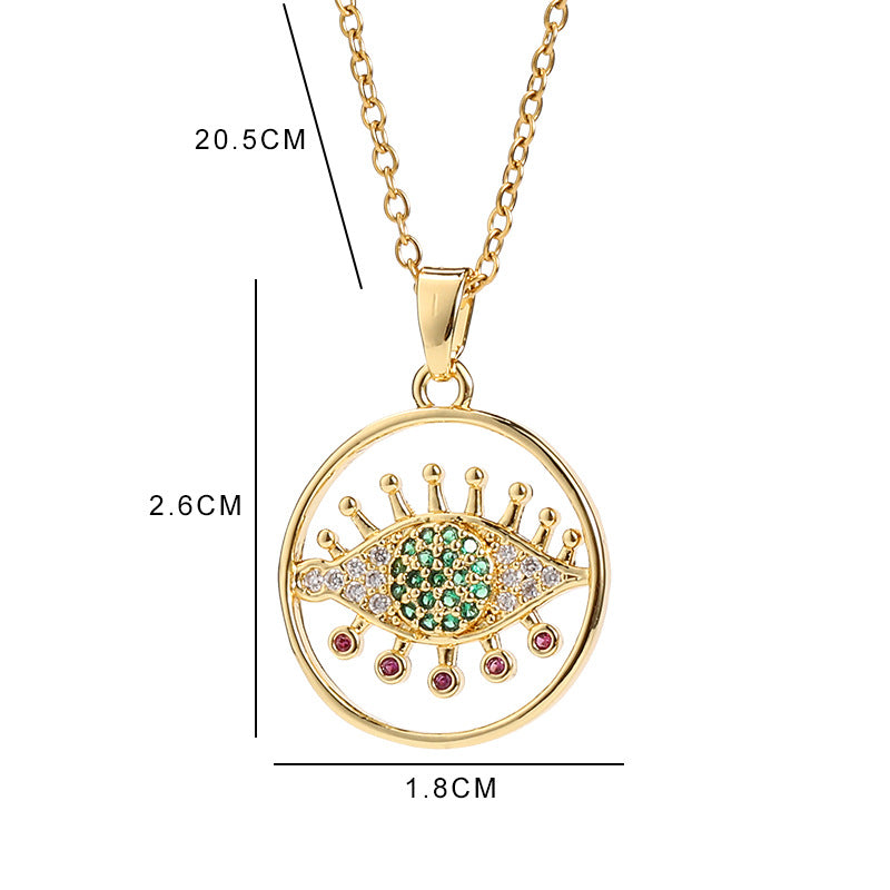 Wholesale Copper Clavicle Chain Colored Zircon Eye Pendant Evil Eye Necklaces ACC-NE-SY011