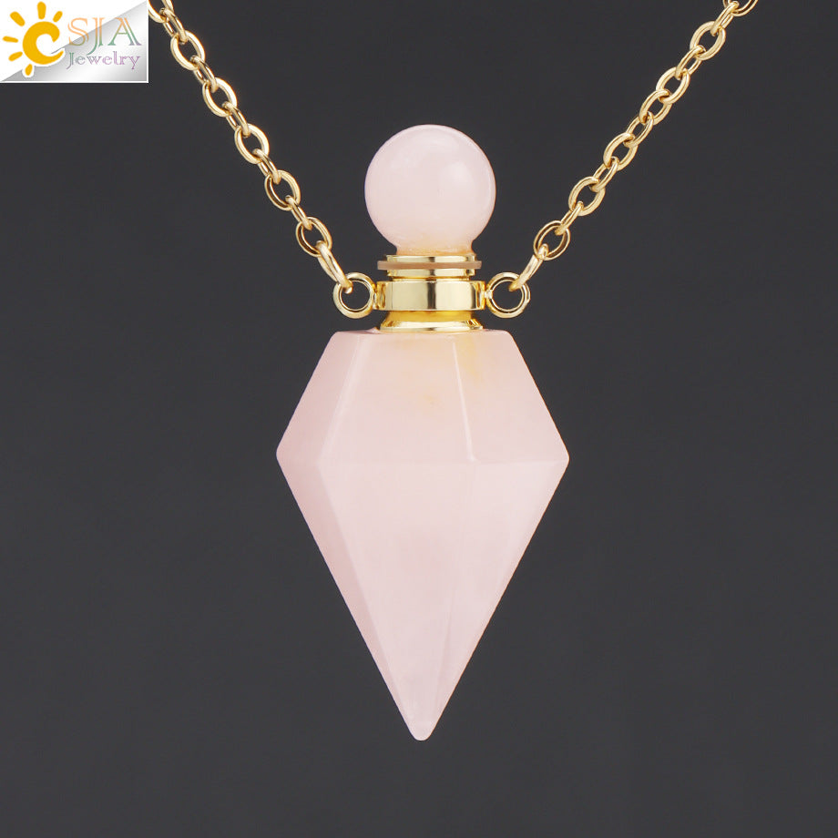 Wholesale Natural Stone Crystal Perfume Bottle Necklace ACC-NE-HuaiShe005