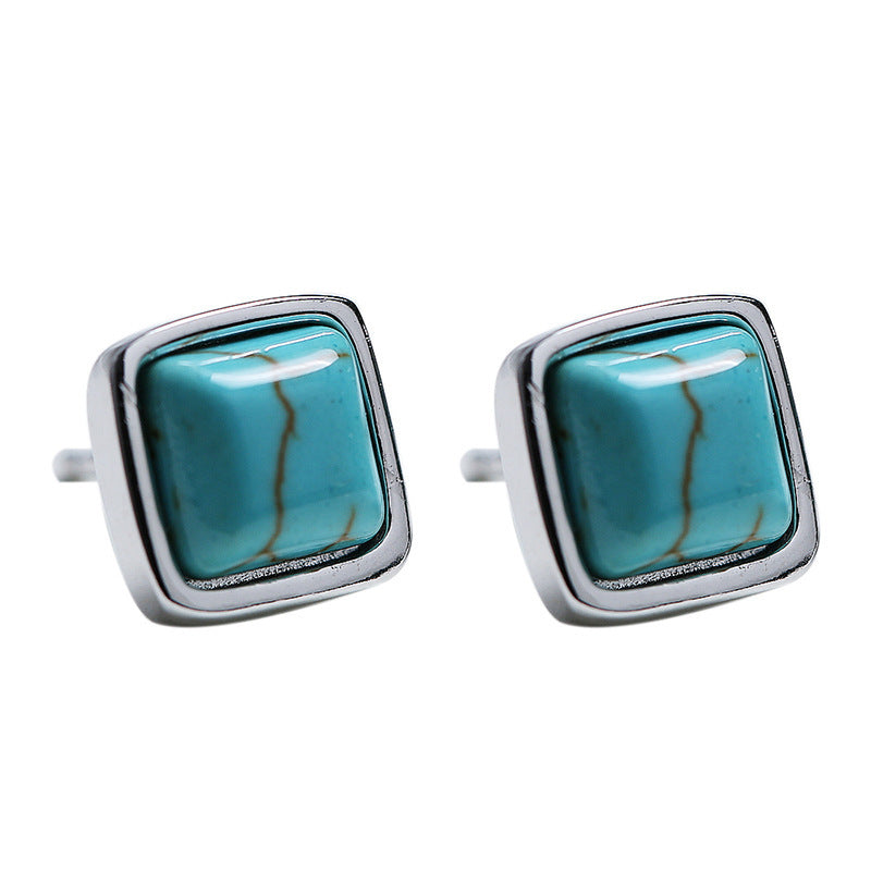 Wholesale Vintage turquoise square stud earrings