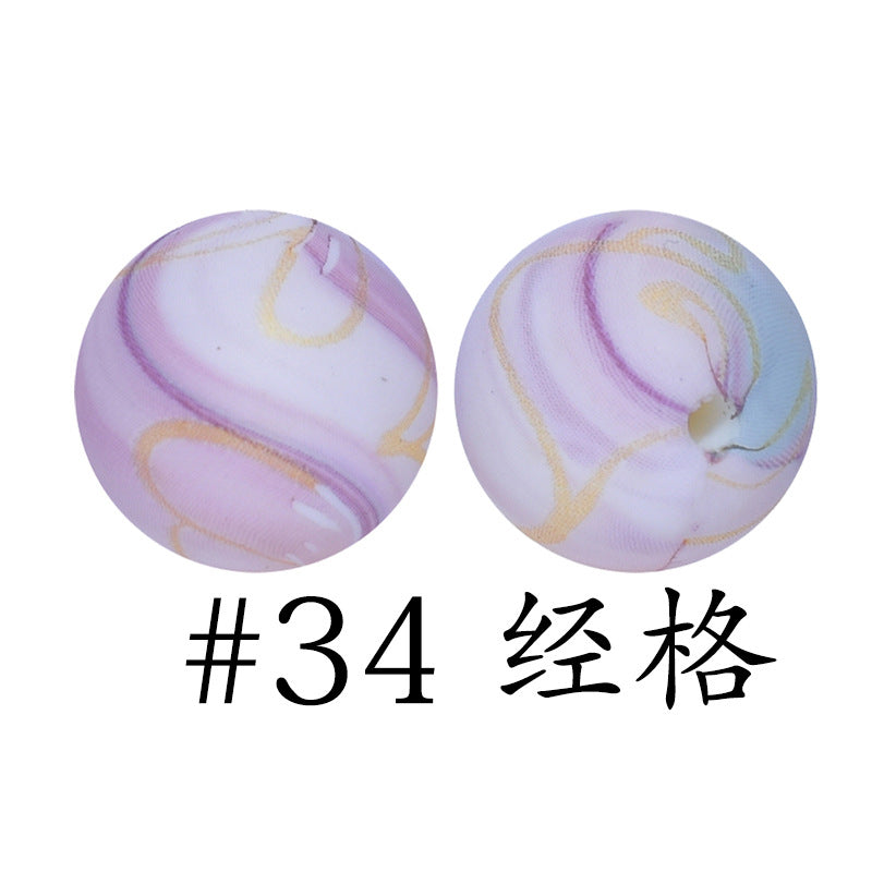 Wholesale 50pcs Western Style Leopard Skull Color Aztec Printed Silicone Balls Beads ACC-BDS-HeSheng007