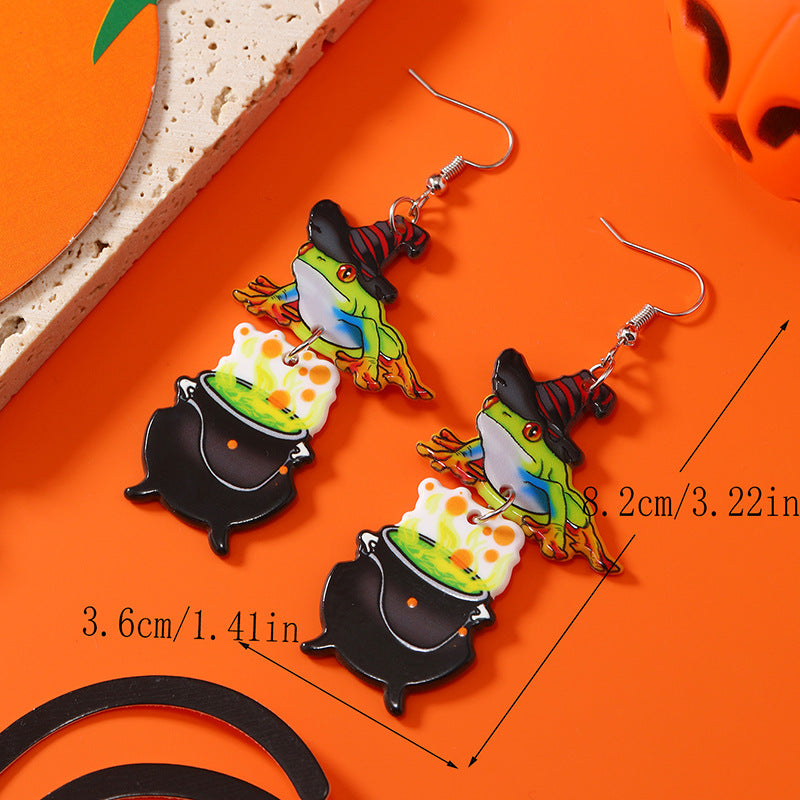 Wholesale Pumpkin Ghost Halloween Party Acrylic Funny Earrings ACC-ES-Haoc002