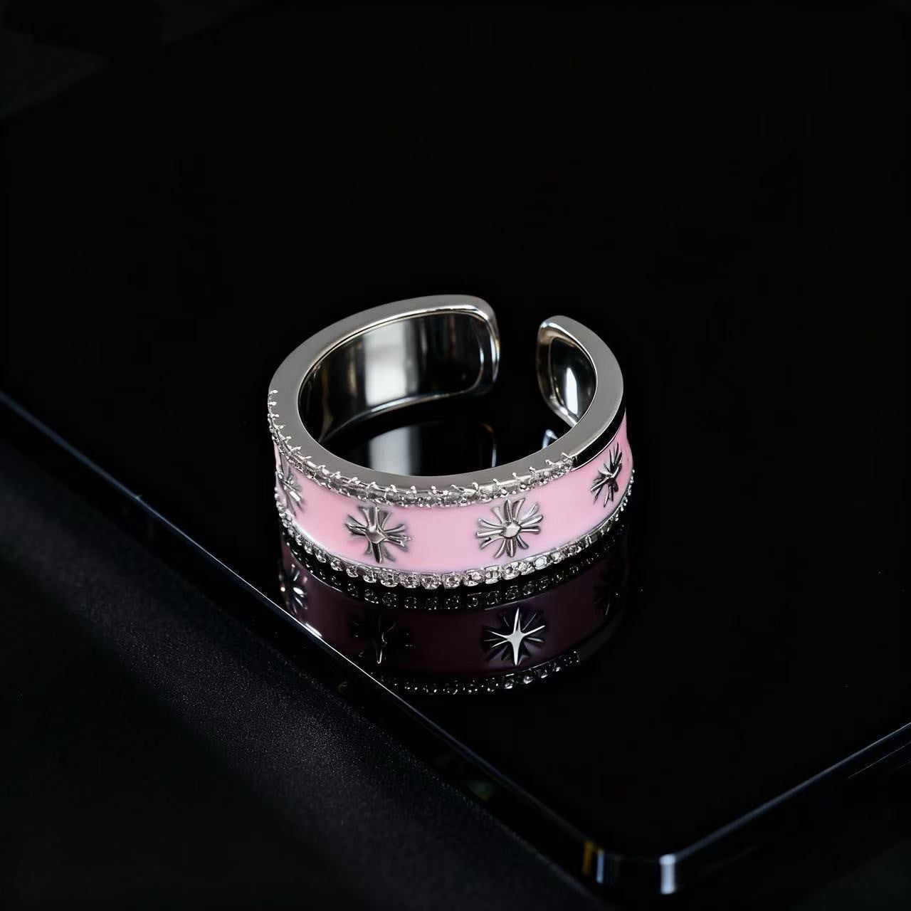 Wholesale Trendy Flower Open Ring For Women Zircon Pearl Rhinestone Design Jewelry Accessory Gift Everyday Wear Resale