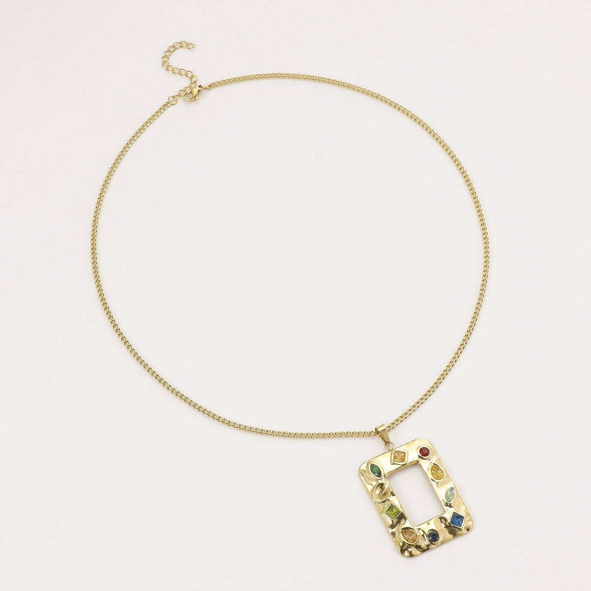 Wholesale  exaggerated stainless steel necklace color zircon love shaped  jewelry