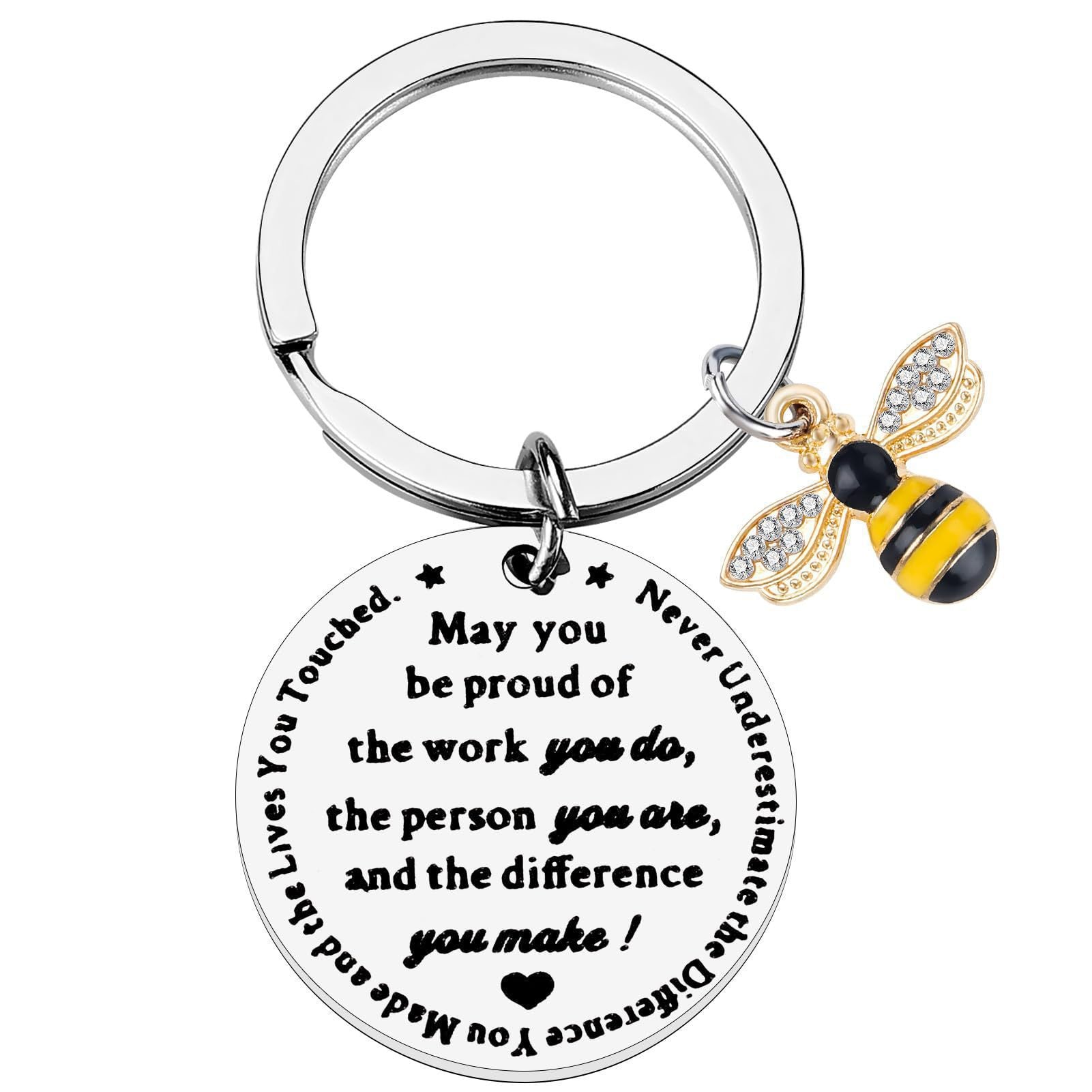 Wholesale Stainless Steel Laser Engraved Bee Keychain Teacher Appreciation Gift Fashion Accessory For Resale