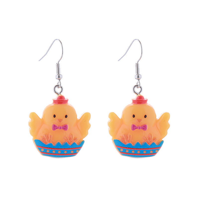 Wholesale Easter Cartoon Bunny Carrot Egg Chick Plastic Earrings