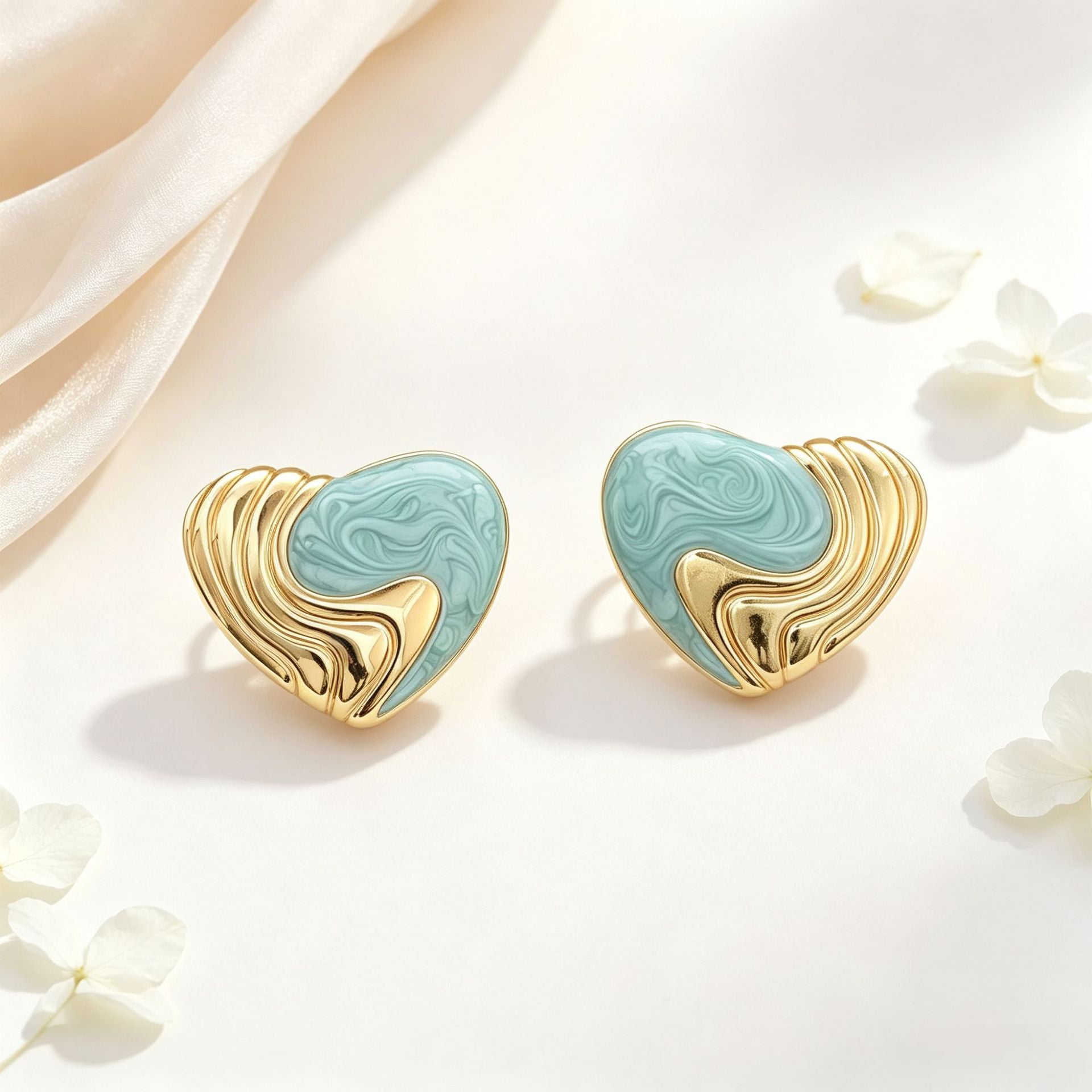 Wholesale Electroplated Stainless Steel Heart Enamel Drop Earrings Women' s Stylish European Fashion Jewelry Gift Boutique Resale