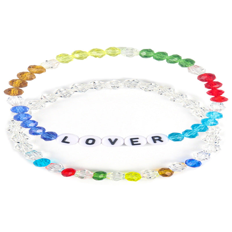 Wholesale  Colorful Cut Corner Beads  Elastic Rope Bracelet Set