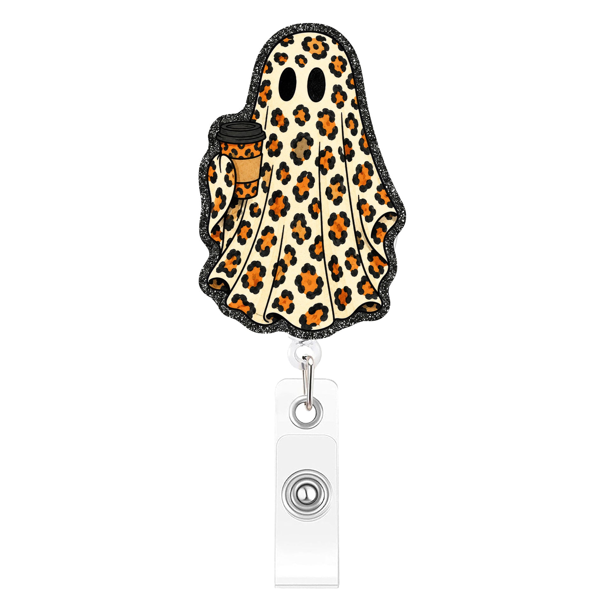 Wholesale Retractable Badge Holder With Leopard Print  Ghost Design For Office Party Bag Charm And Car Key Accessory
