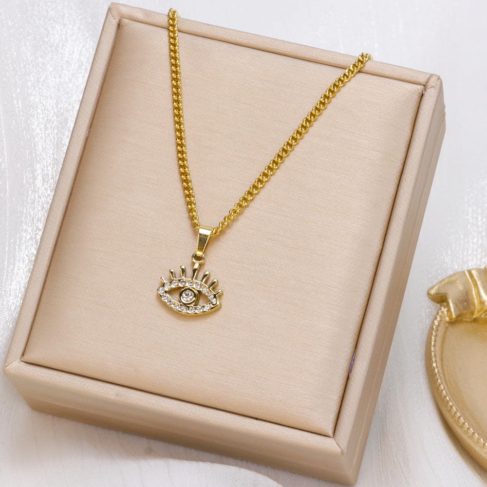 Wholesale Stainless Steel Butterfly Evil Eye Necklace ACC-NE-FeiLing008