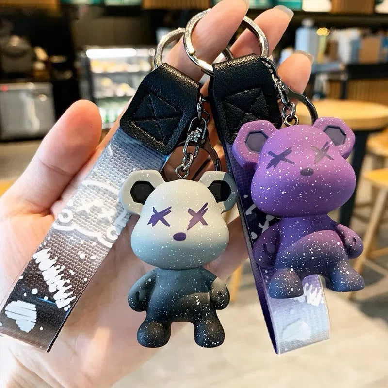 Wholesale Silicone Cartoon Bear Keychain Gradient Design Car Key Accessory Gift
