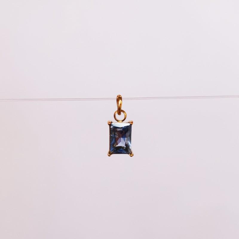 Wholesale stainless steel DIY twelve birthday stones colored zircon lock 18K gold plated pendant