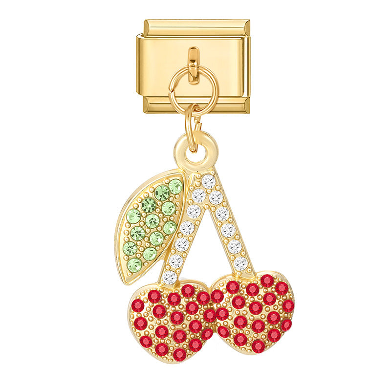 Wholesale Italian Charm Bracelet 9mm DIY Splicing Cherry Pendant Stainless Steel Composable Bracelet