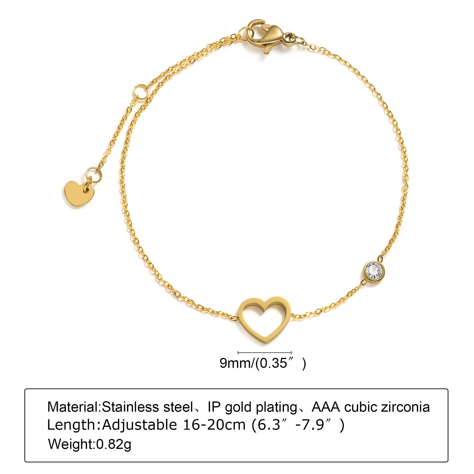 Wholesale Stylish Zirconia Adjustable Bracelet Stainless Steel 18K Gold Tone Women S Boutique Jewelry Accessory