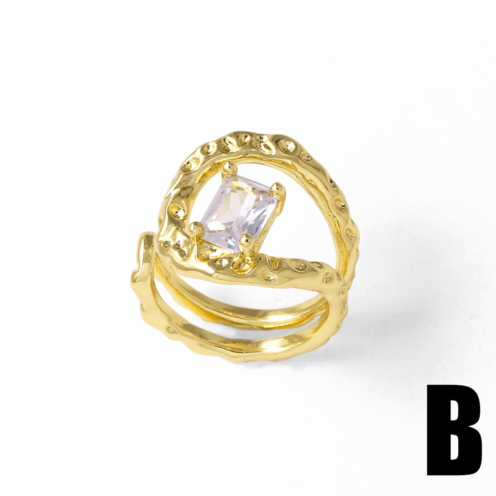 Wholesale five-pointed star butterfly open copper plated 18k gold ring