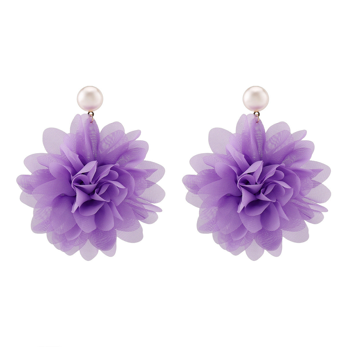 Wholesale  exaggerated pearl big flower earrings