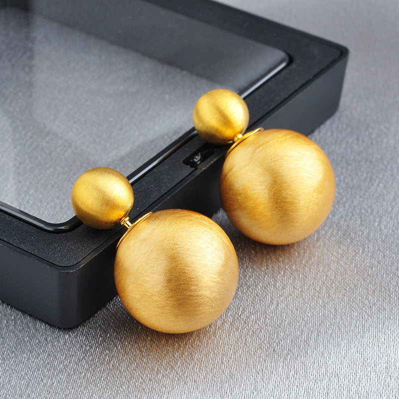 Wholesale all-match personalized metal brushed ball stud earrings