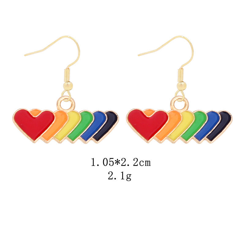 Wholesale LGBT Pride Month Rainbow Alloy Earrings ACC-ES-BinLi002