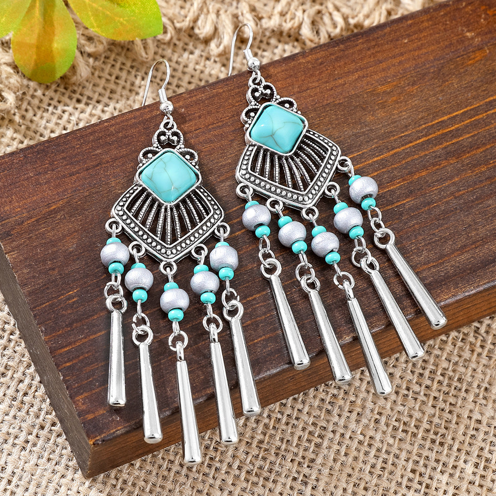 Wholesale Ethnic Peacock Leaf Baroque Earrings Alloy Fashion Jewelry Accessory Party Gift