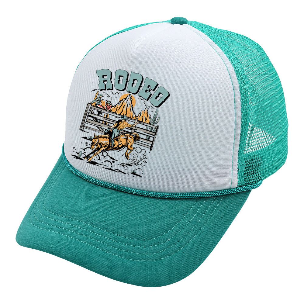 Wholesale Trucker Hat Cowboy Baseball Cap Casual Printed Sponge Mesh Hat ACC-HT-HaiPu016