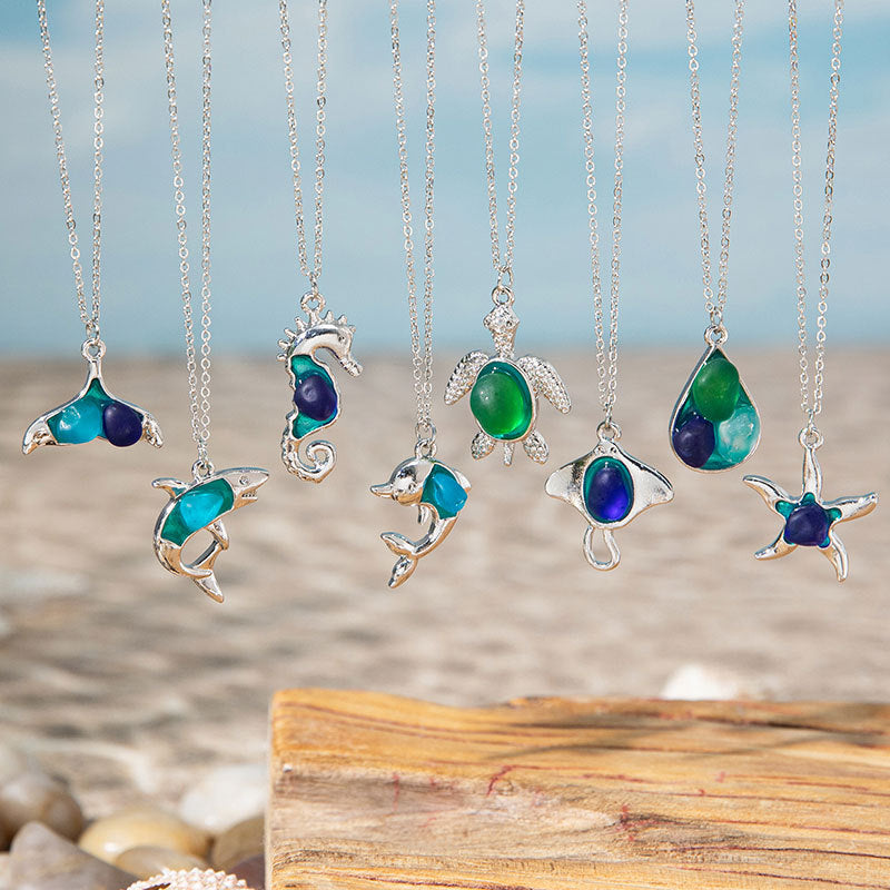 Wholesale Ocean Style Beach Sea Glass Necklace