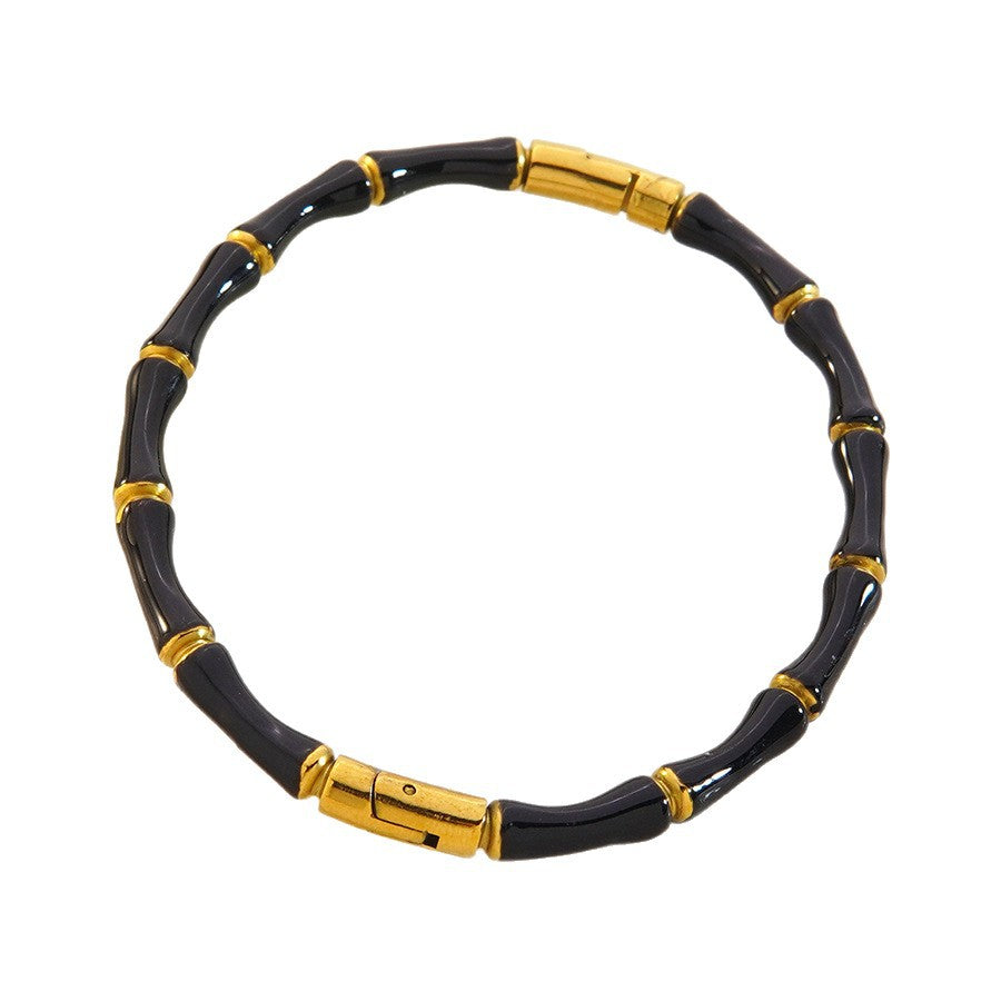 Wholesale Drip Oil Bamboo Joint Stainless Steel Bracelet Trendy Jewelry Accessory for Gift