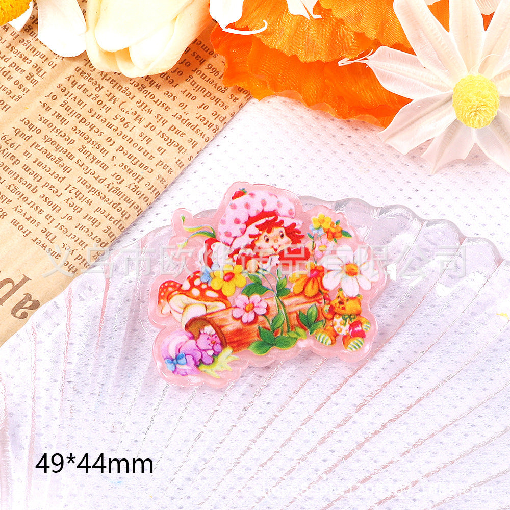 Wholesale 10pcs DIY Flatback Cartoon Rainbow Girl Acrylic Flatback Badge Reels Retractable Keychain DIY Accessories