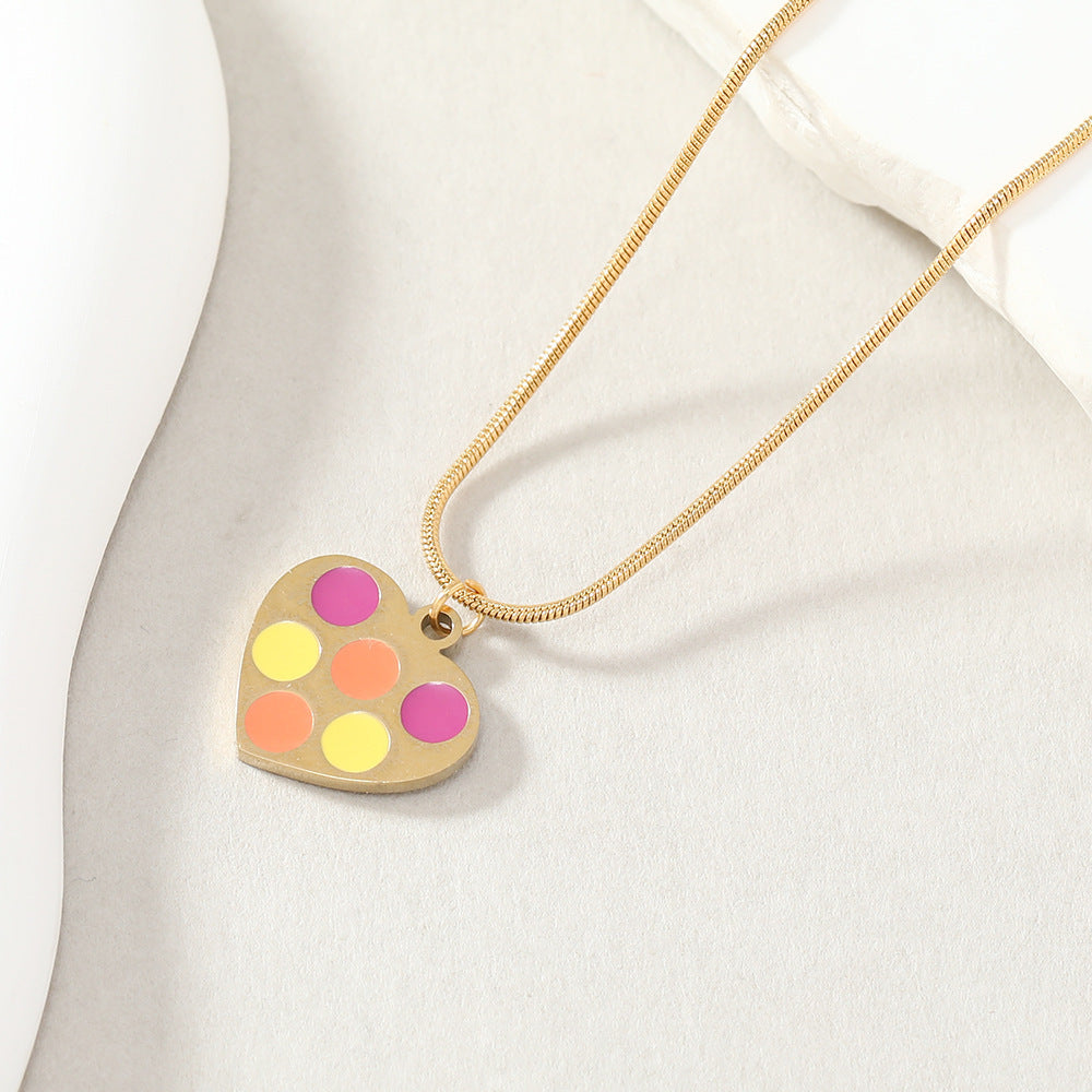 Wholesale Stainless Steel Dopamine Oil Drop Candy Color Butterfly Flower Necklaces ACC-NE-WangG005